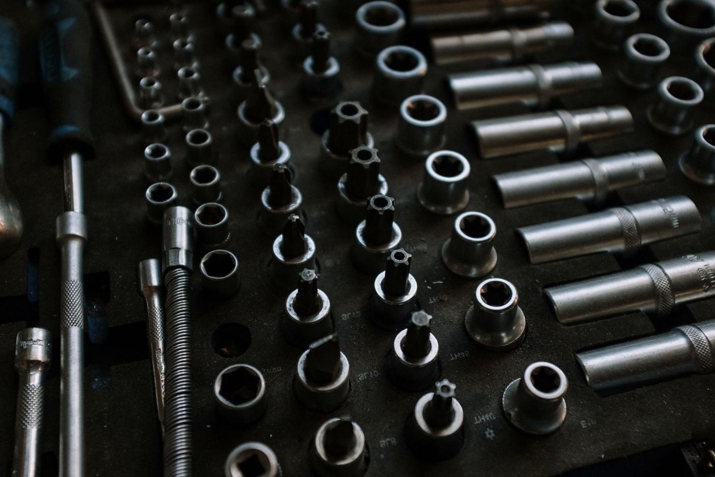 Organised metal tools ready for collection