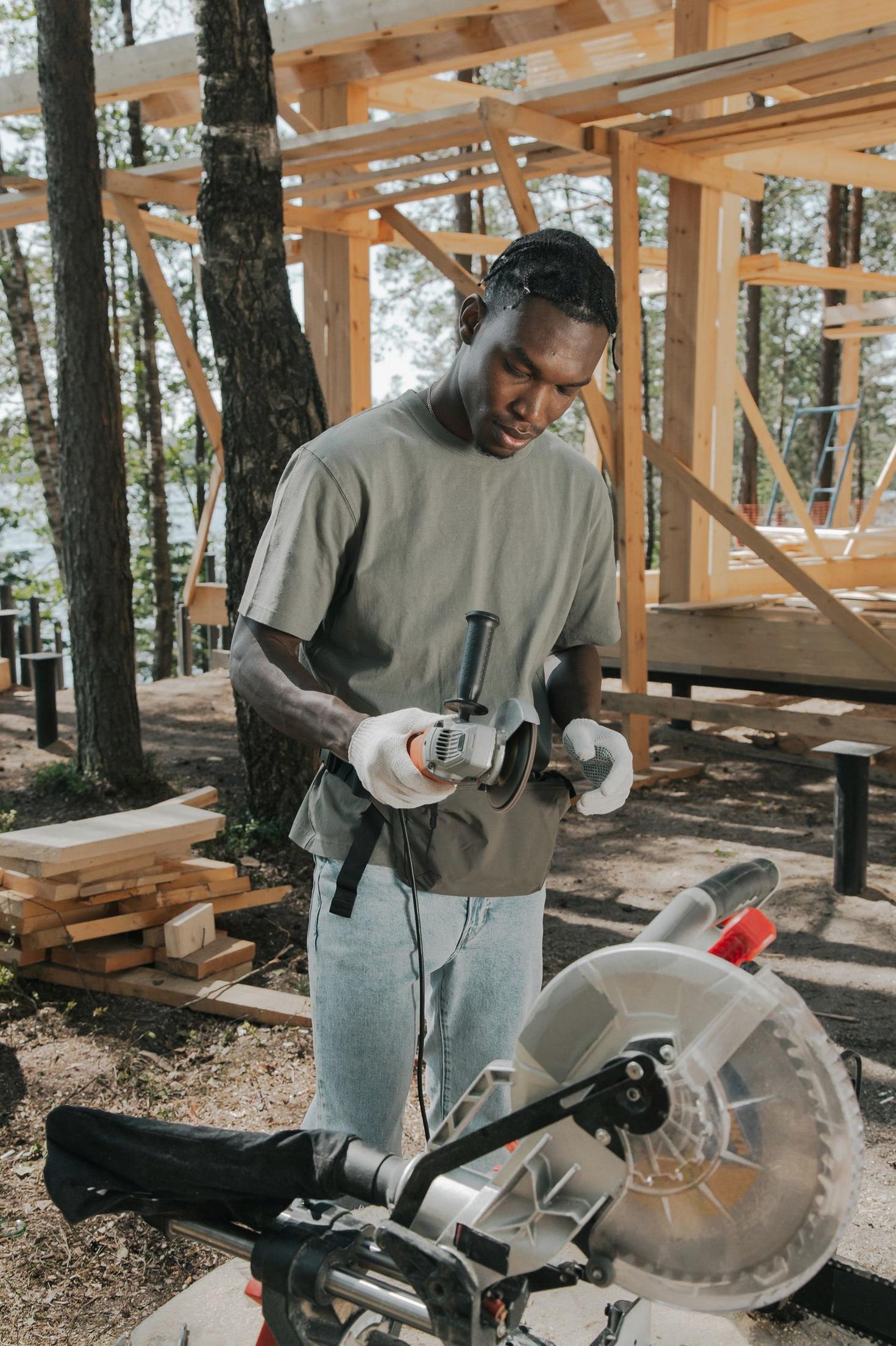 Operator with circular saw